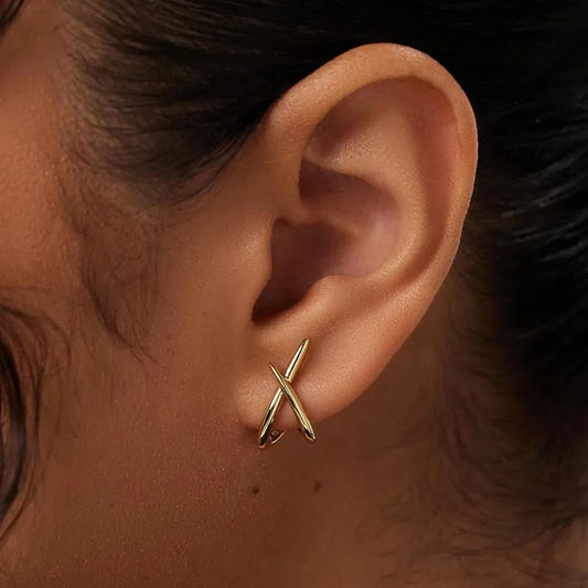 Gold Criss-Cross Stud Earrings