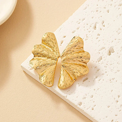 Luxury Gold Petal Flower Stud Earrings