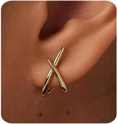 Gold Criss-Cross Stud Earrings