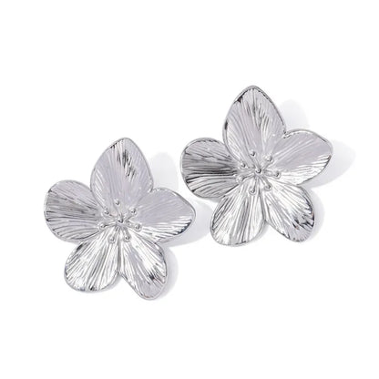 Luxury Gold Petal Flower Stud Earrings