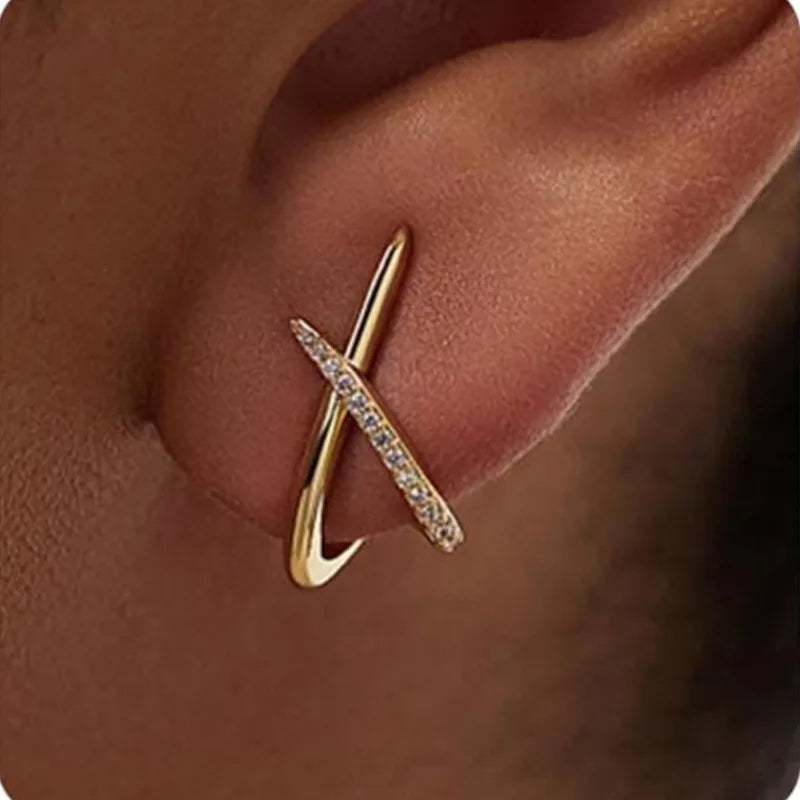 Gold Criss-Cross Stud Earrings