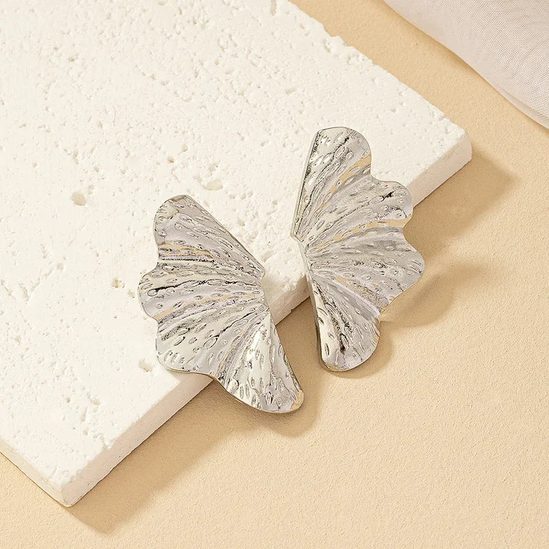 Luxury Gold Petal Flower Stud Earrings