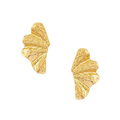 Luxury Gold Petal Flower Stud Earrings