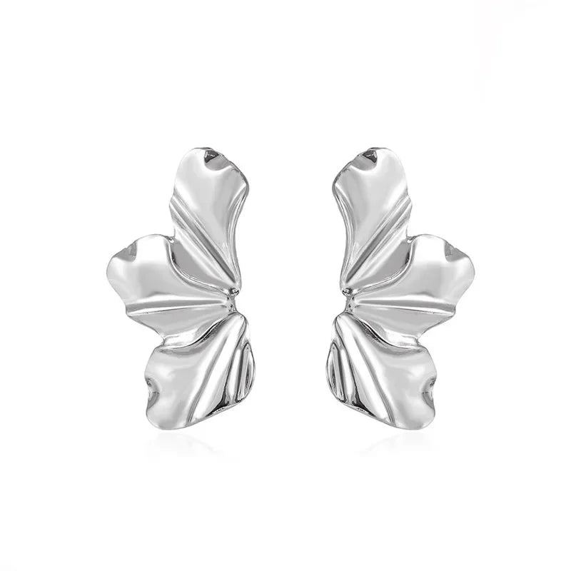 Luxury Gold Petal Flower Stud Earrings