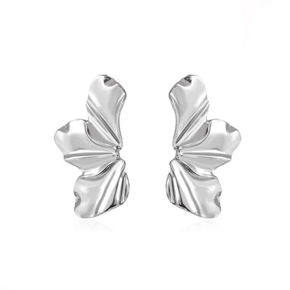 Luxury Gold Petal Flower Stud Earrings
