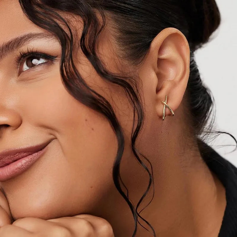 Gold Criss-Cross Stud Earrings